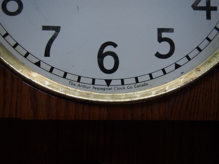 Clock face Arthur Pequegnat Canadian Time clock