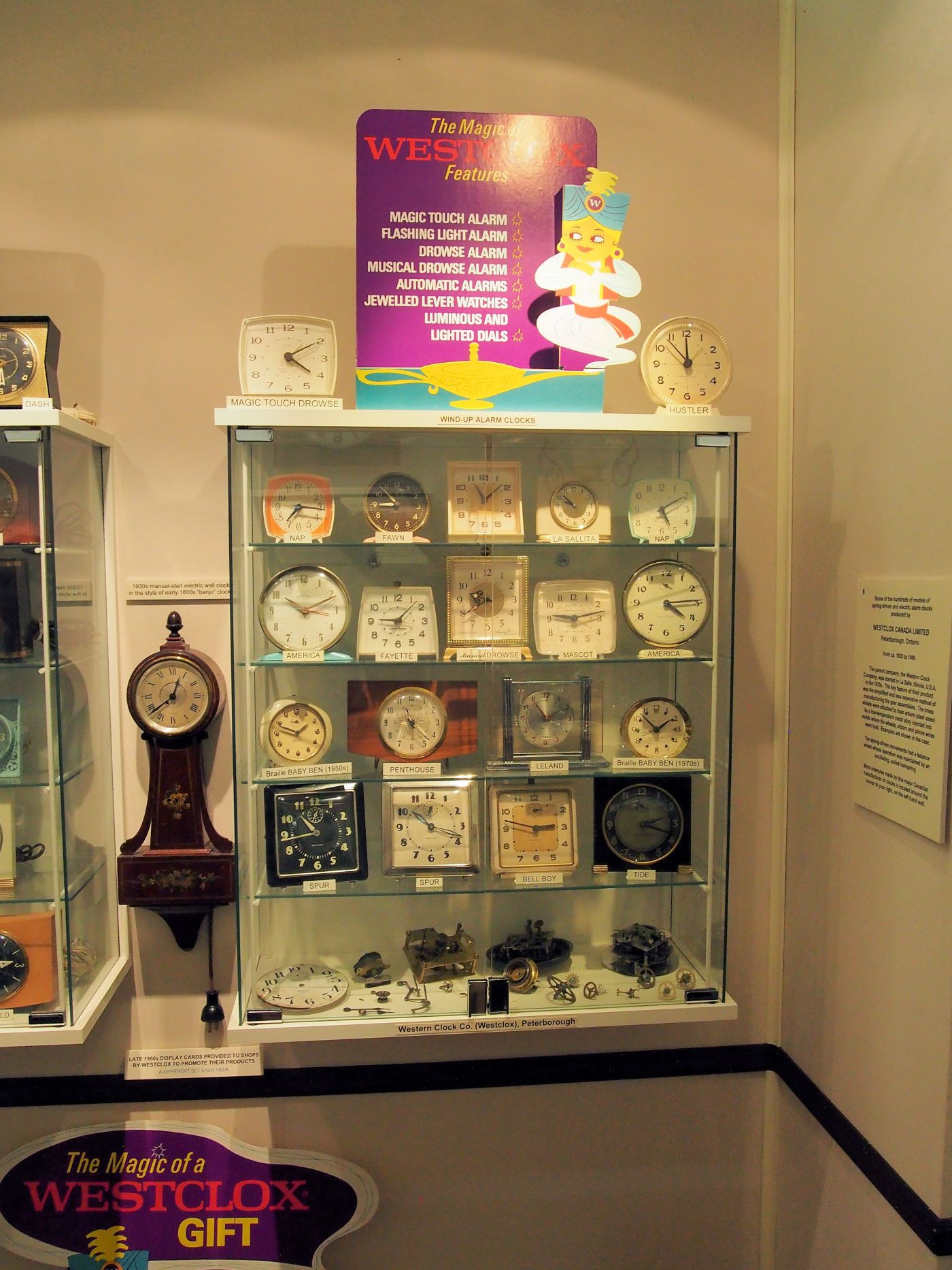 Westclox display at the Candian Clock Museum