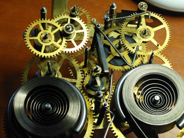 Trains and levers ready for the front plate