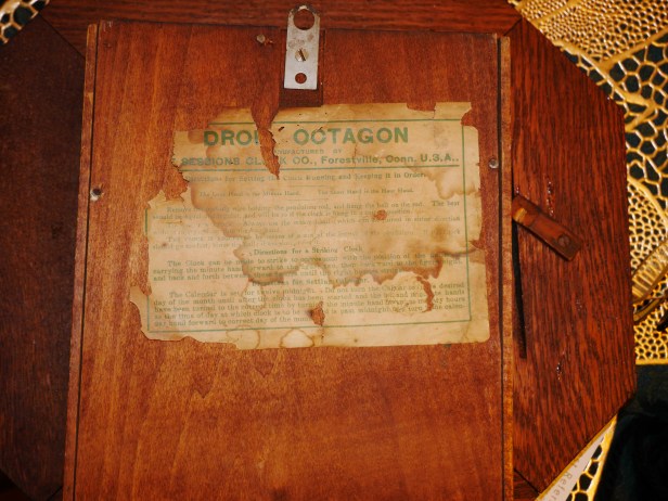 Label on back of Sessions clock