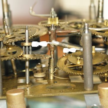 Side view of movement indicating solder points