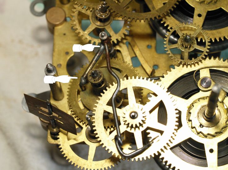 Top view of movement indicating solder points