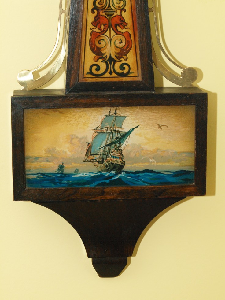 Reverse glass nautical scene