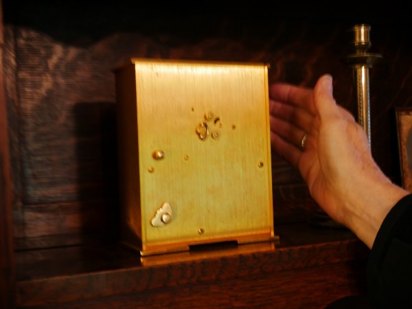 Back of Jaeger LeCoultre alarm clock