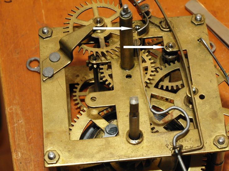 Movement showing punch marks as indicated by arrows