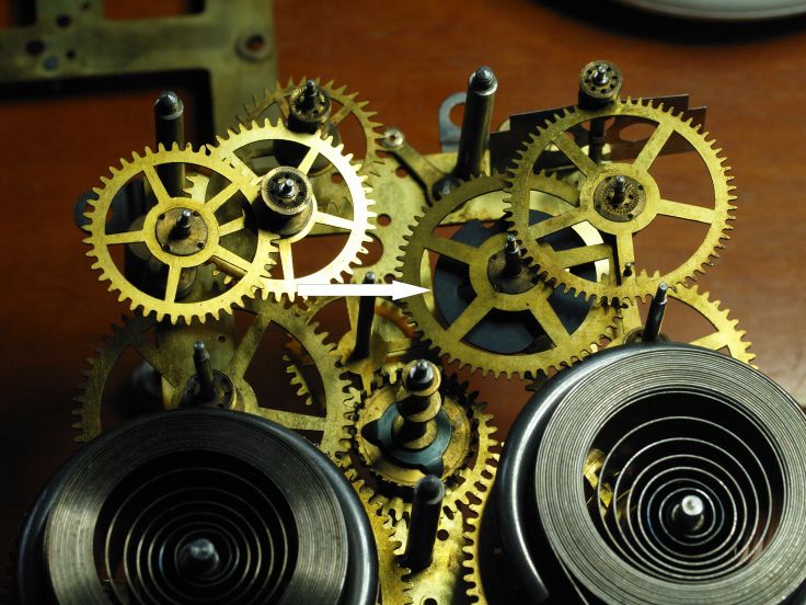 Arrow showing location of a cam