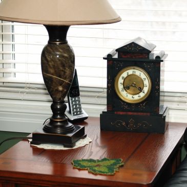 Circa 1890 French Black Marble mantel clock