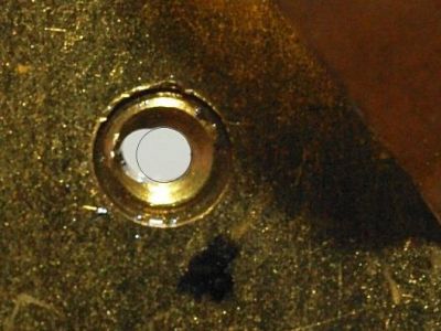 Close-up of bushing wear