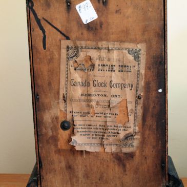 Back label in good condition for the age of the clock