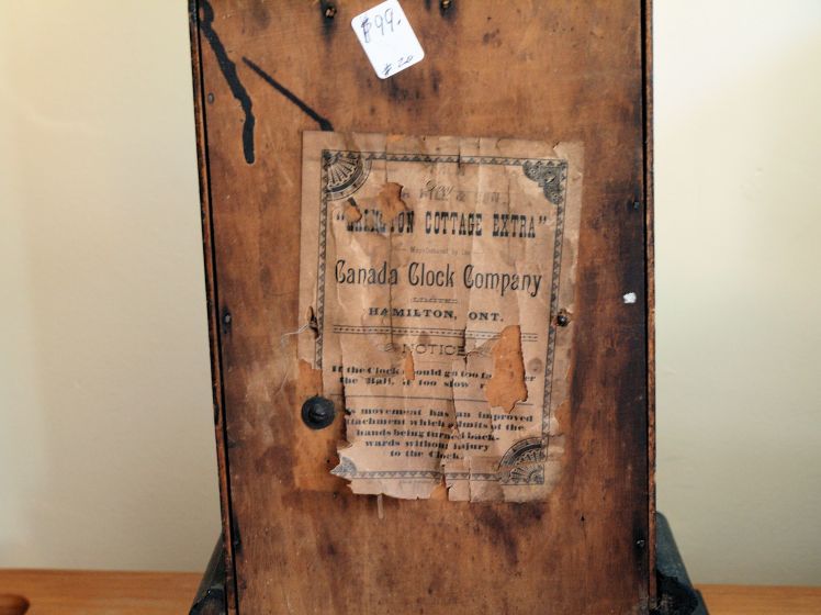 Back label in good condition for the age of the clock