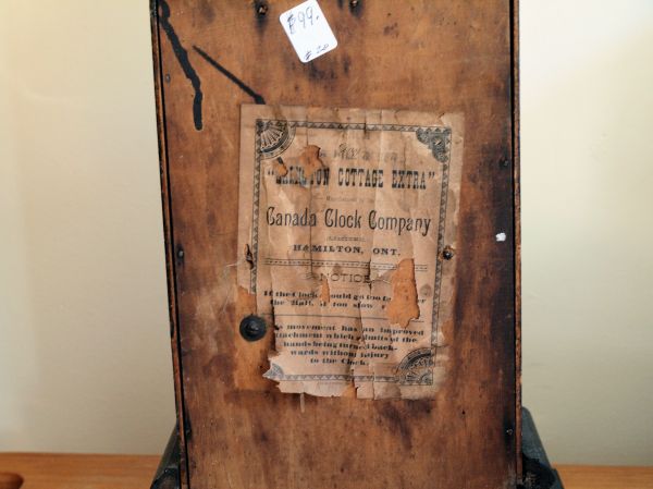 Back label in good condition for the age of the clock