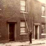 With a long stick the knocker upper would tap 3 or 4 times