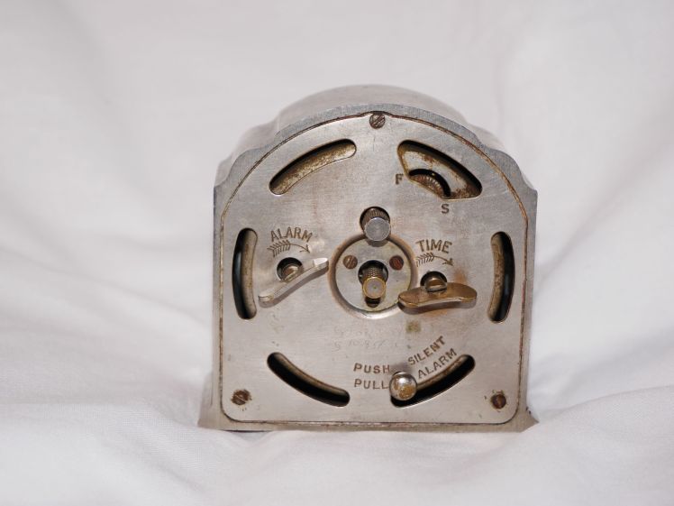 Westclox alarm back of clock