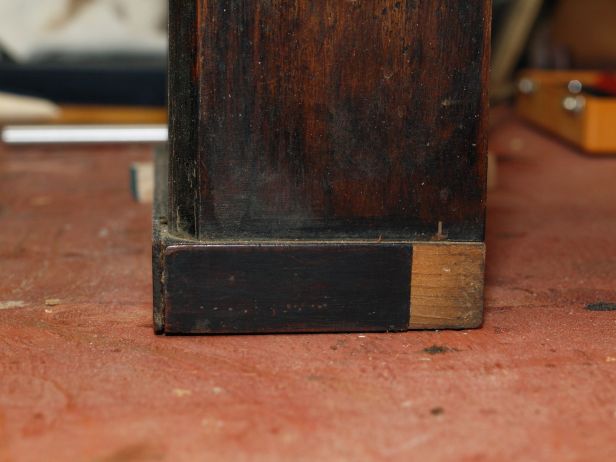 This side piece of veneer was found inside the case but there is still a small section that needs veneer