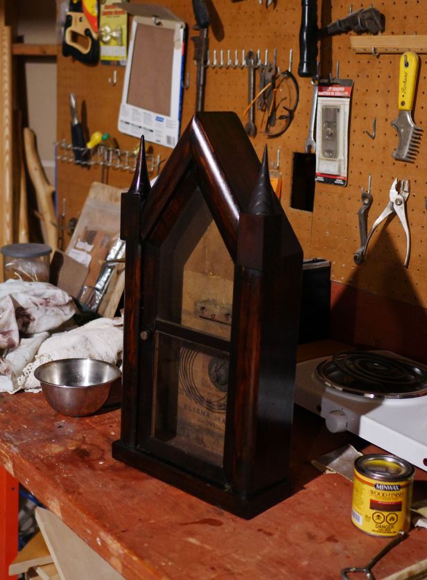 Second application of red mahogany stain