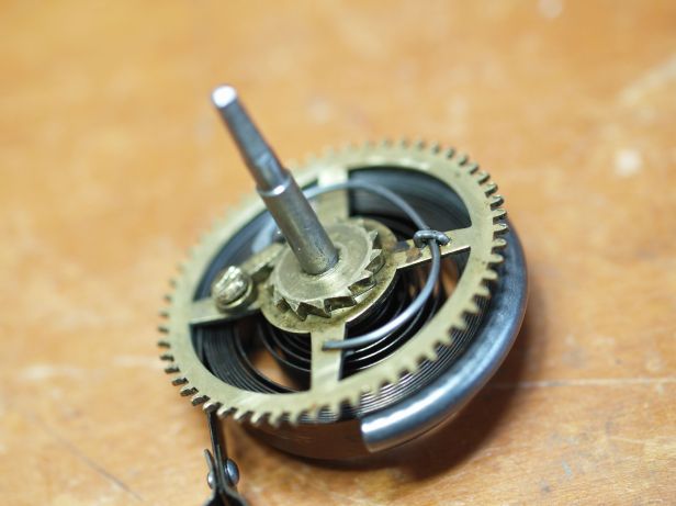 The arbour is now secured to the wheel and the click has been repaired