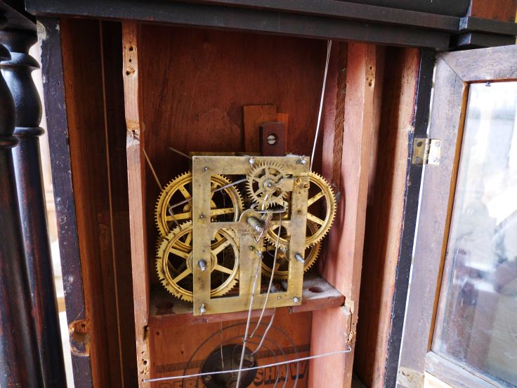 Movement needs a good cleaning, old weight cords shown