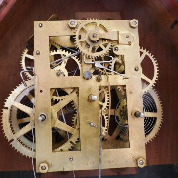 30-hour time and strike movement with clock company inscription on the bottom of the front plate