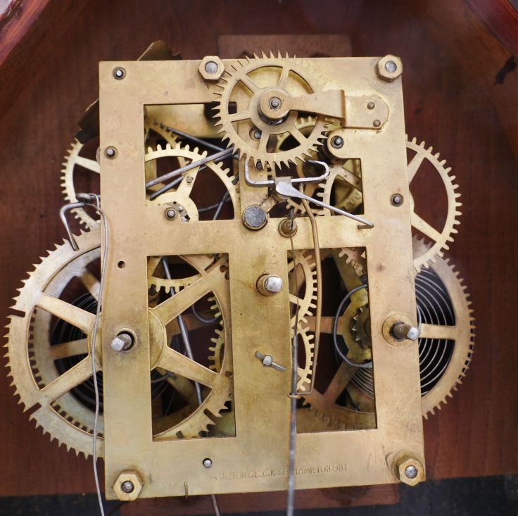30-hour time and strike movement with clock company inscription on the bottom of the front plate