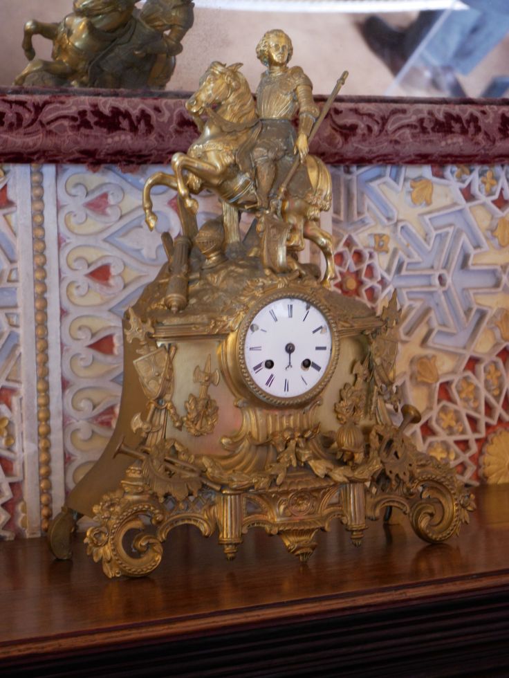Very ornate clock in poor condition, Pena Palace, Sintra, Portugal