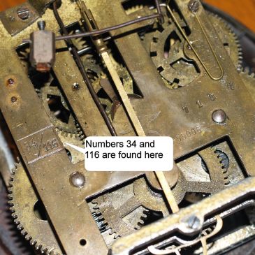 These numbers 34 and 116 are found on most German antique time and strike clocks