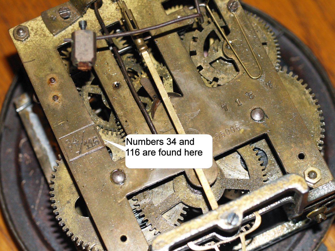 These numbers 34 and 116 are found on most German antique time and strike clocks