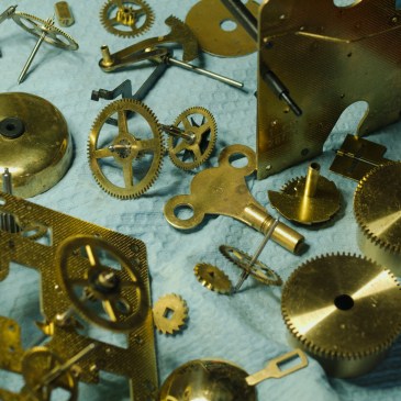 Hermle movement parts after cleaning
