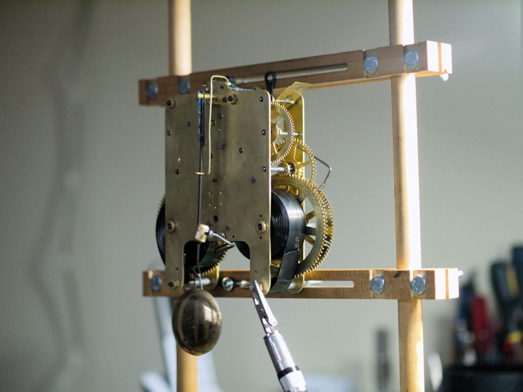 Seth Thomas movement on the test stand