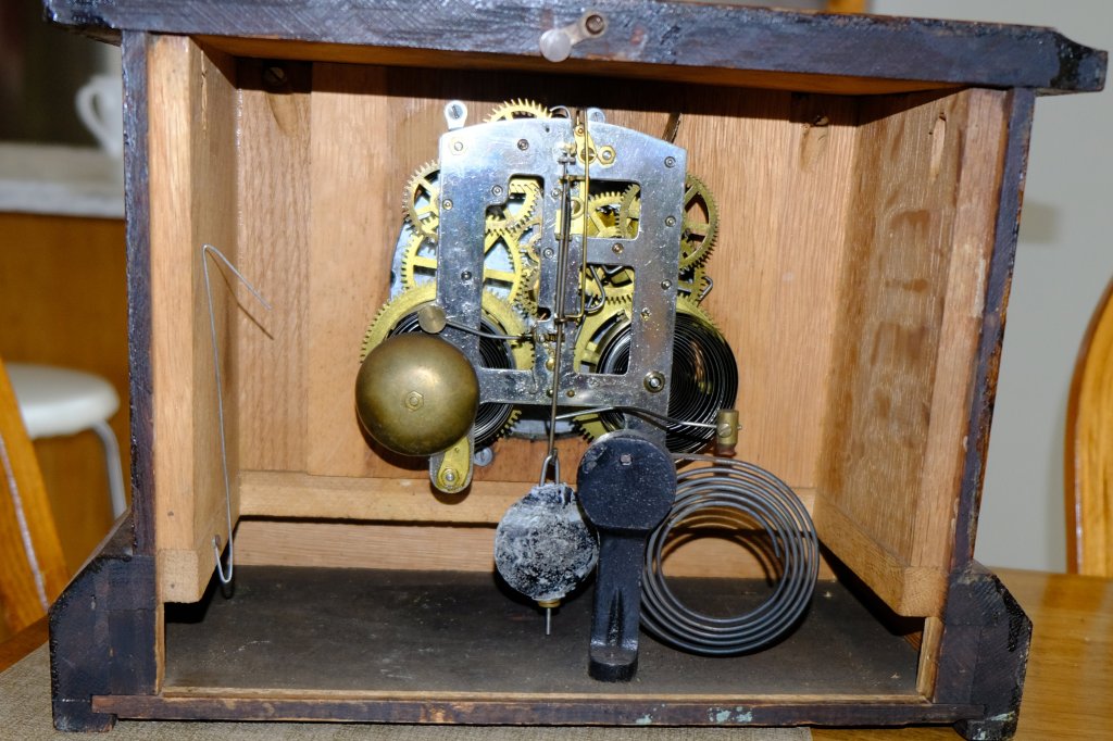 Showing the time and strike movement of the Pequegnat Jewel